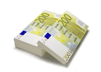 Euro Banknotes On White With Clipping Path