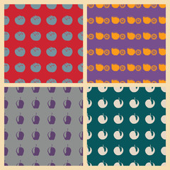 Fruits vector illustration on a seamless pattern background