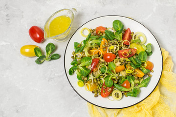 Delicious and healthy salad with beans mung and fresh vegetables