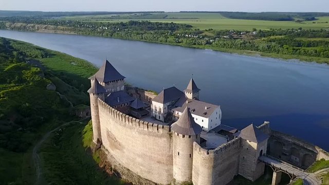 Aerial view of Khotyn Fortress Ukraine