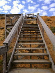 Wooden stairs going up