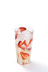 milkshake with strawberries on a white background