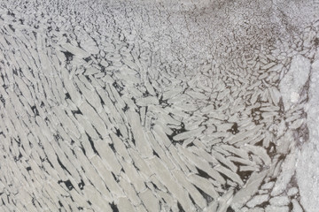 aerial view of the ice on the beach