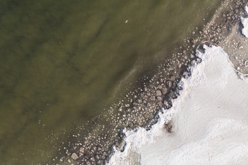 aerial view of the ice on the beach