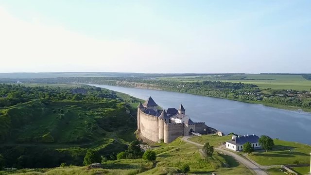 Aerial view of Khotyn Fortress Ukraine
