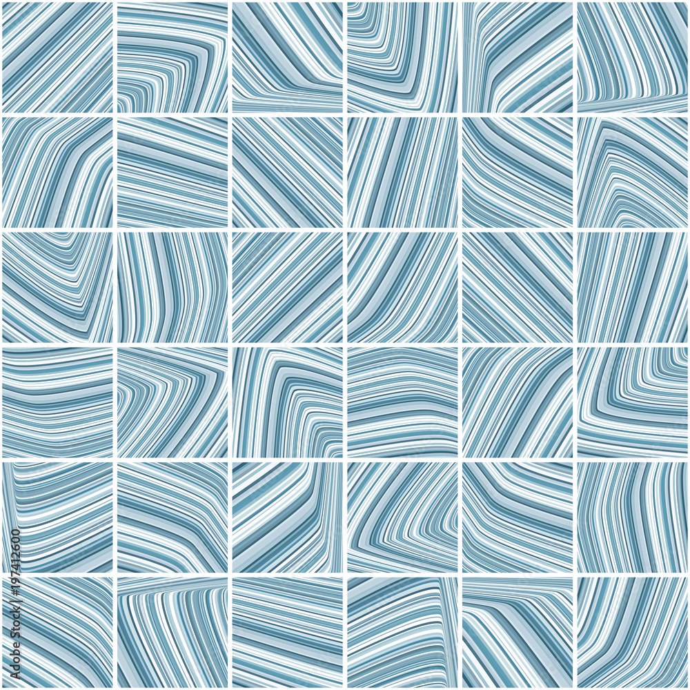 Poster abstract pattern with blue and grey striped tiles. graphic vector design with thin strips