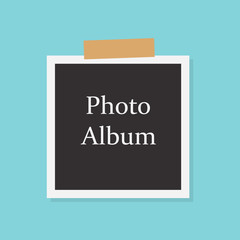 photo album written on blank photo frame- vector illustration