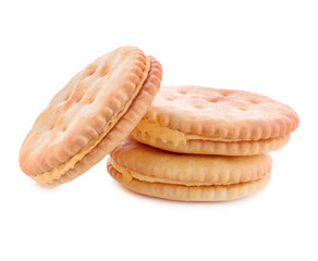 Fototapeta na wymiar sandwich cookies with cream isolated on white background