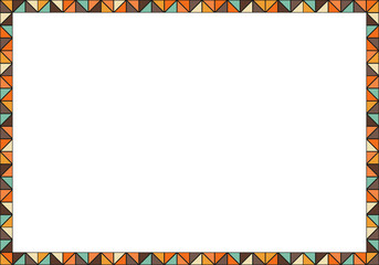 Geometric colorful frame made of multicolored triangles retro stylized