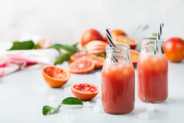 Fresh red blood orange juice in a bottle
