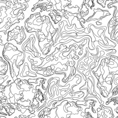 Vector seamless pattern with abstract contour topographic map. Topography, geodesy line texture. Outline landscape background