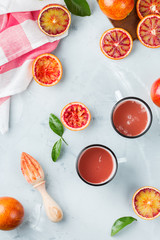 Fresh red blood orange juice on a table