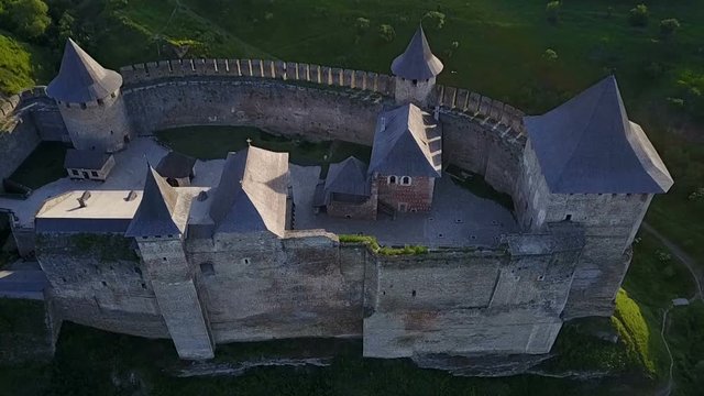 Aerial view of Khotyn Fortress Ukraine