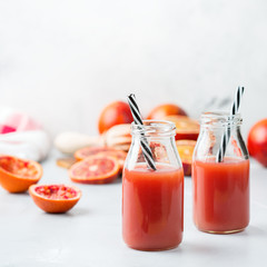 Fresh red blood orange juice in a bottle
