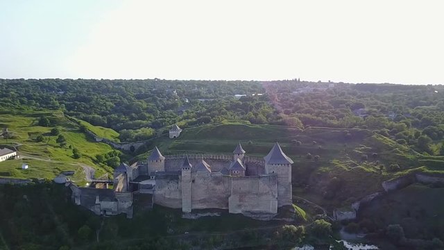 Aerial view of Khotyn Fortress Ukraine
