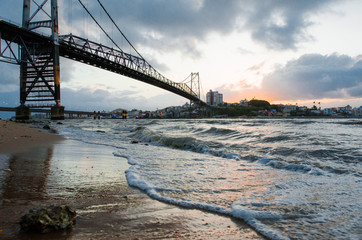 Hercilio Luz Bridge, Florianopolis Santa Catarina Brazil. Ponte of the beginning of the 20th...
