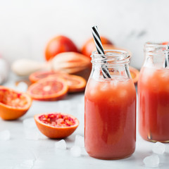 Fresh red blood orange juice in a bottle