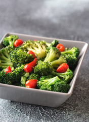 Bowl of broccoli and chili stir-fry
