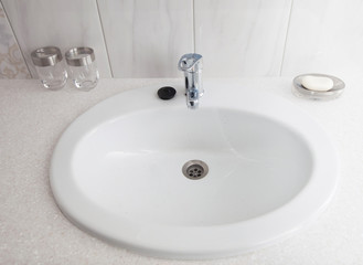 Fototapeta premium Bathroom interior with white sink