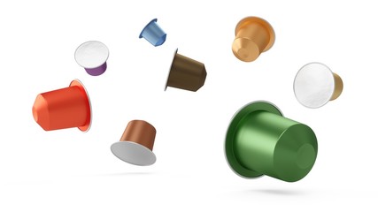 3D Rendering classic coffee capsules isolated on white