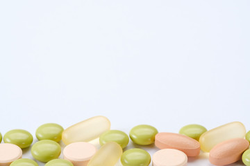 pills and tablets capsule isolated on white background