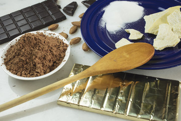 Homemade preperation of dark chocolate bars