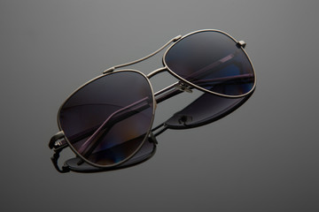 Sunglasses glasses form drop, metal frame for police, pilots, spies, stylish gradient with...