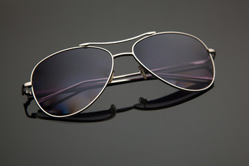 Sunglasses glasses form drop, metal frame for police, pilots, spies, stylish gradient with...
