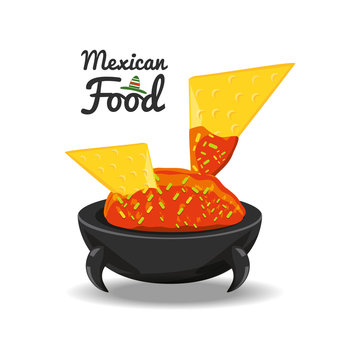 Nachos With Sauce Traditional Mexican Cuisine Vector Illustration Graphic Design