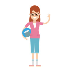 Woman with sport ball vector illustration graphic design