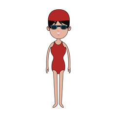 Woman swimmer cartoon vector illustration graphic design