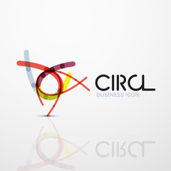 Abstract swirl lines symbol, circle logo icon