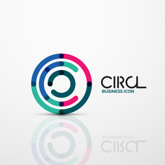 Abstract swirl lines symbol, circle logo icon