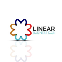 Abstract flower or star, linear thin line icon. Minimalistic business geometric shape symbol created with line segments