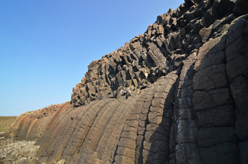 Large dark gray basalt beach in Penghu,Taiwan