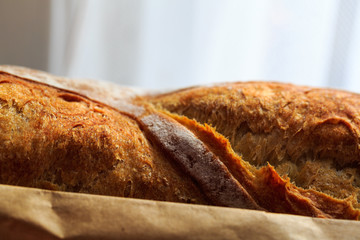 Italian bread displayed in natural light in window