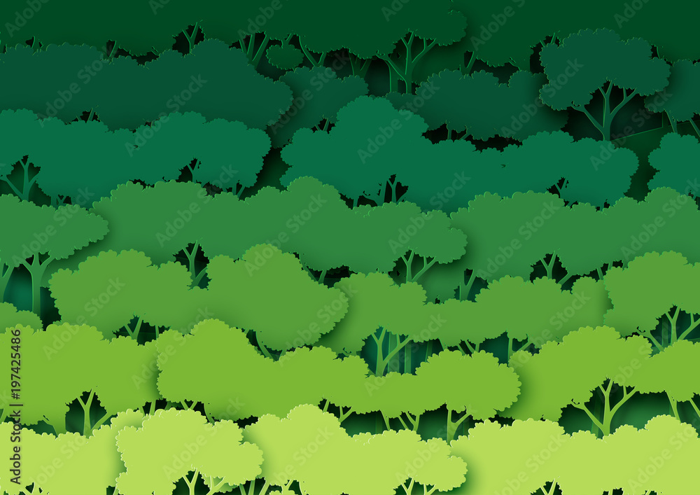Poster save the world with ecology and environment conservation concept.green forest and nature landscape p