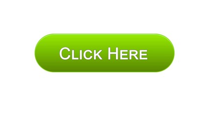 Click here web interface button green color, browsing web-site, advertising