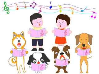 子供と犬のコンサート。