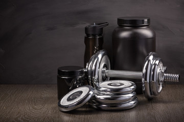 Sports nutrition and fitness equipment.