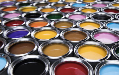 Fototapeta premium Colorful paint cans set