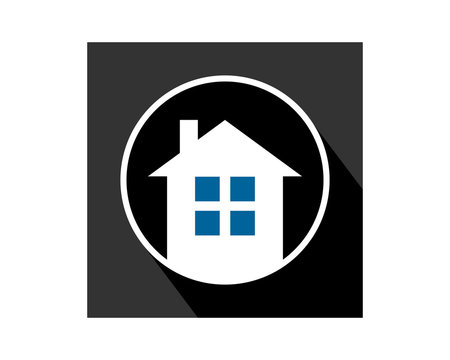 white circle black rectangle house home housing residence residential real estate image vector icon logo symbol