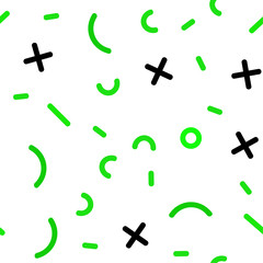 Light Green vector seamless background with lines, ovals.