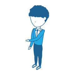 avatar businessman standing over white background, blue shading design.  vector illustration