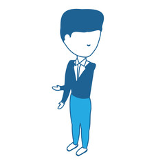 avatar businessman standing over white background, blue shading design.  vector illustration