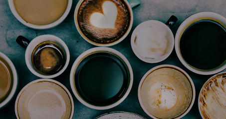 Aerial view of various coffee