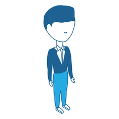 avatar businessman standing over white background, blue shading design. vector illustration