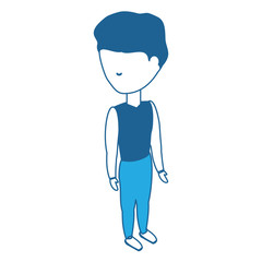 avatar man wearing sport clothes icon over white background blue shading design.  vector illustration