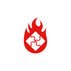 Puzzle Fire Logo Icon Design