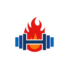 Barbell Fire Logo Icon Design